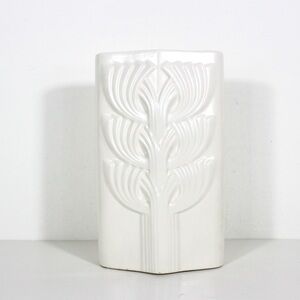 Vintage White Porcelain Tree of Life Pop Art Vase